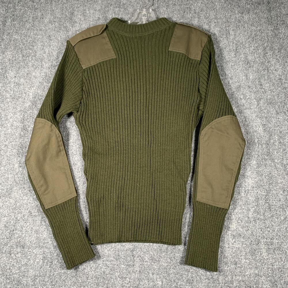 Valor Collection Sweater Mens Medium Green Wool Military Commando Epaulettes